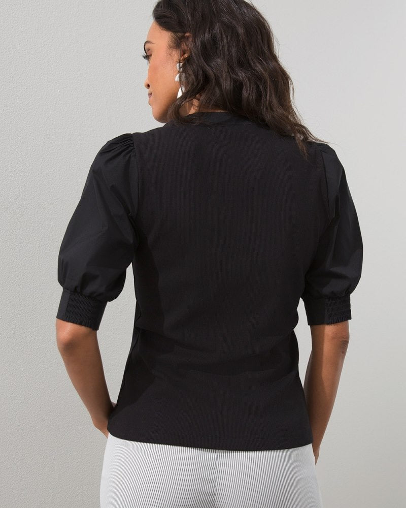 Unisex Relaxed Henley Shirt in Black