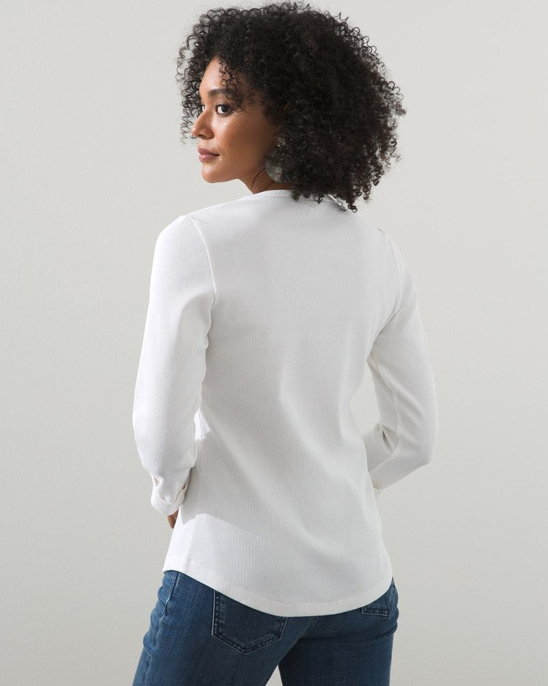 Unisex Ribbed Knit T-Shirt - White
