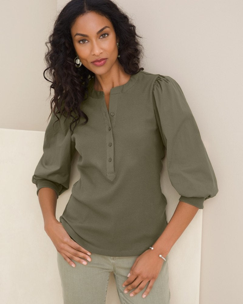 Unisex Cotton T-Shirt with Button Front