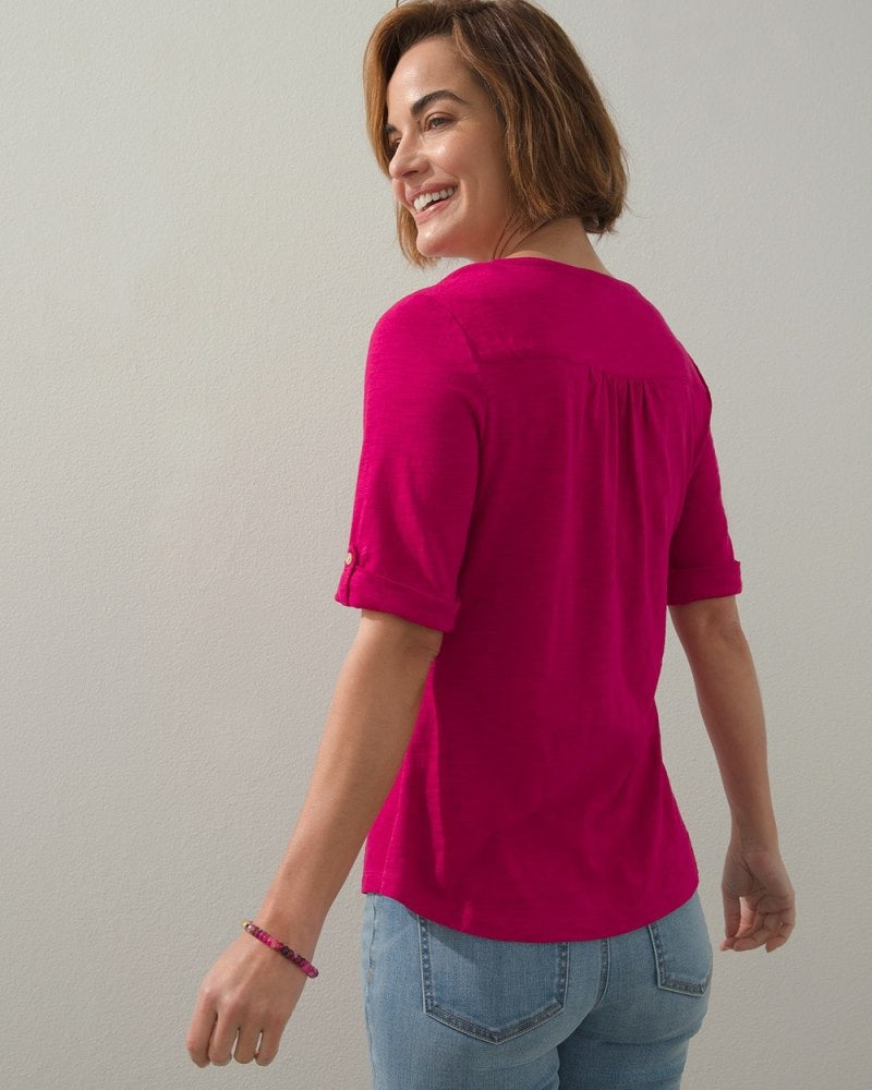 Unisex Cotton Henley Shirt - Navy