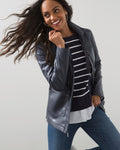 Unisex Leather Jacket - Navy