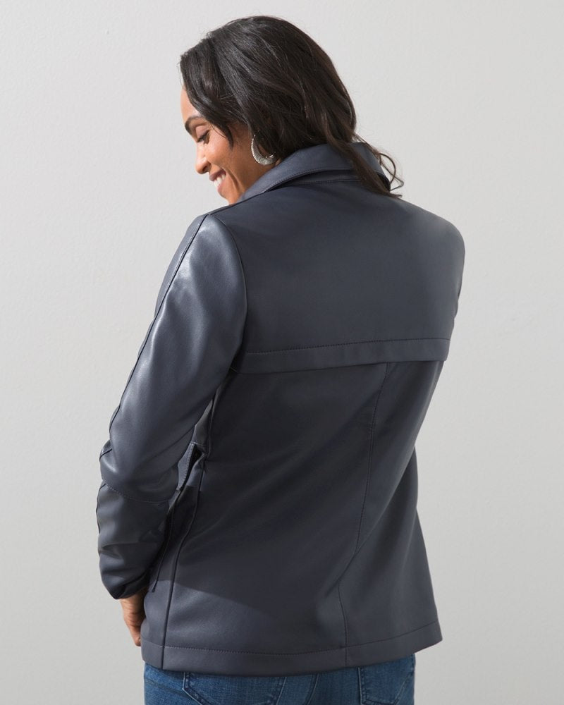 Unisex Leather Jacket - Navy