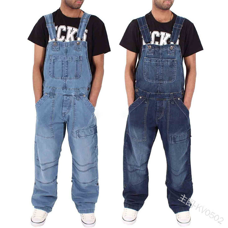 Unisex Denim Overalls with Side Pockets