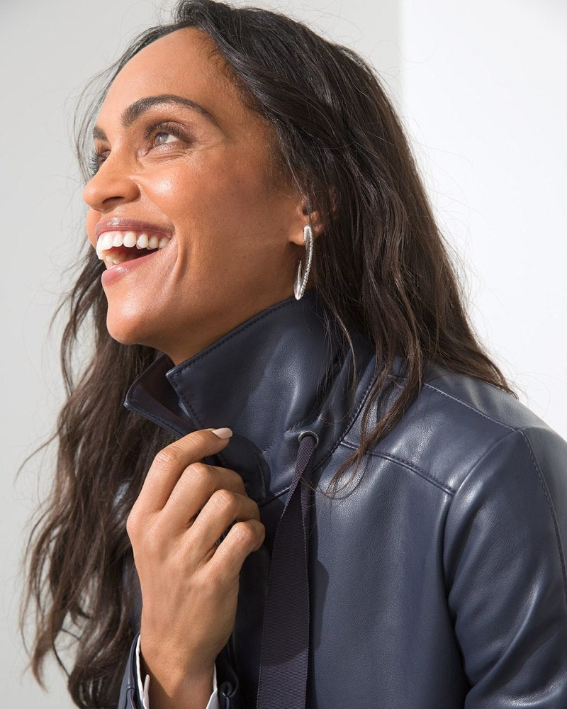 Unisex Leather Jacket - Navy
