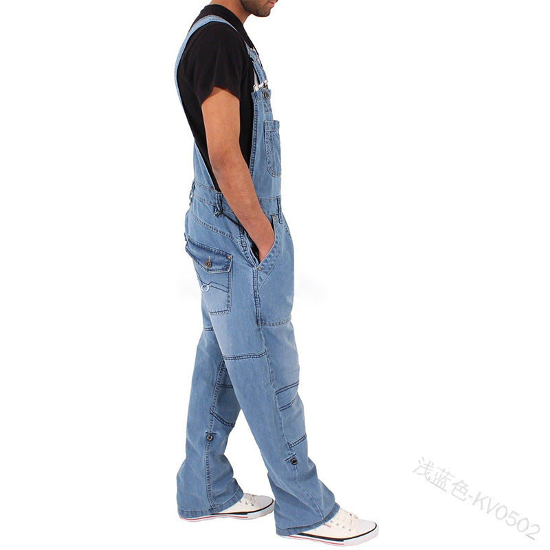 Unisex Denim Overalls with Side Pockets